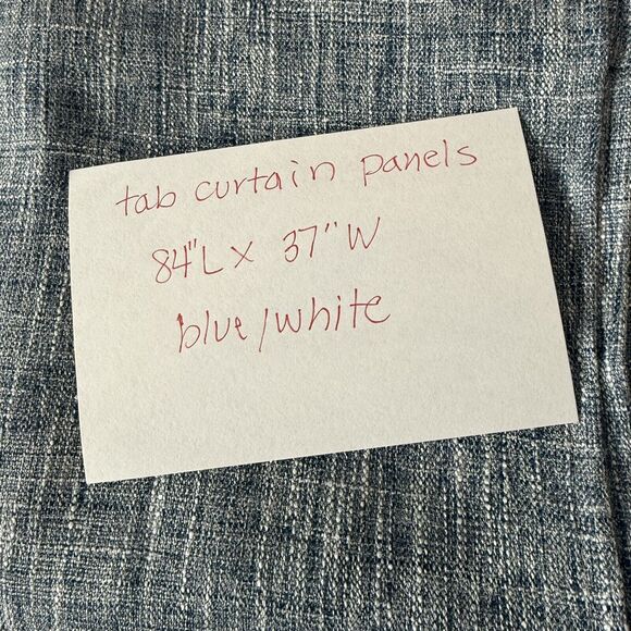 At Home Blue Textured Linen Look Curtain Panels 84”x37” Tab Top Set of 2 - Picture 12 of 12